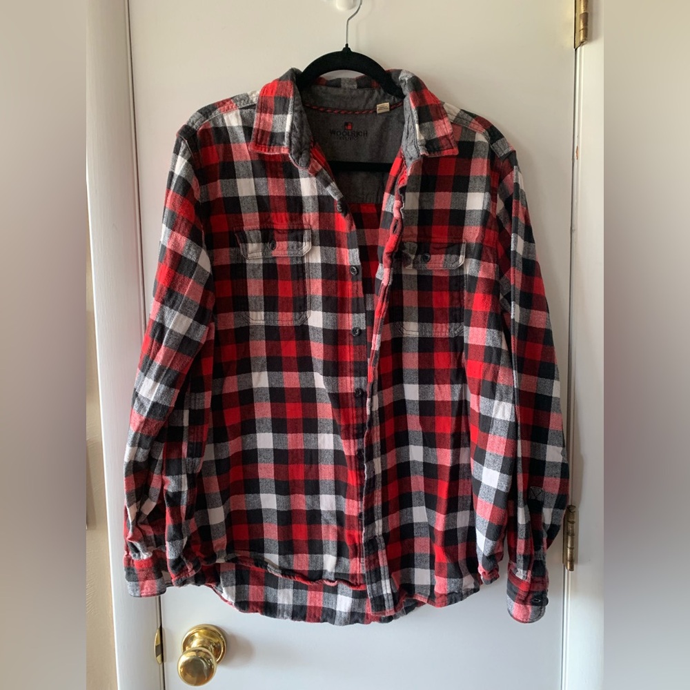 Woolrich Red and Black Plaid Flannel Shirt